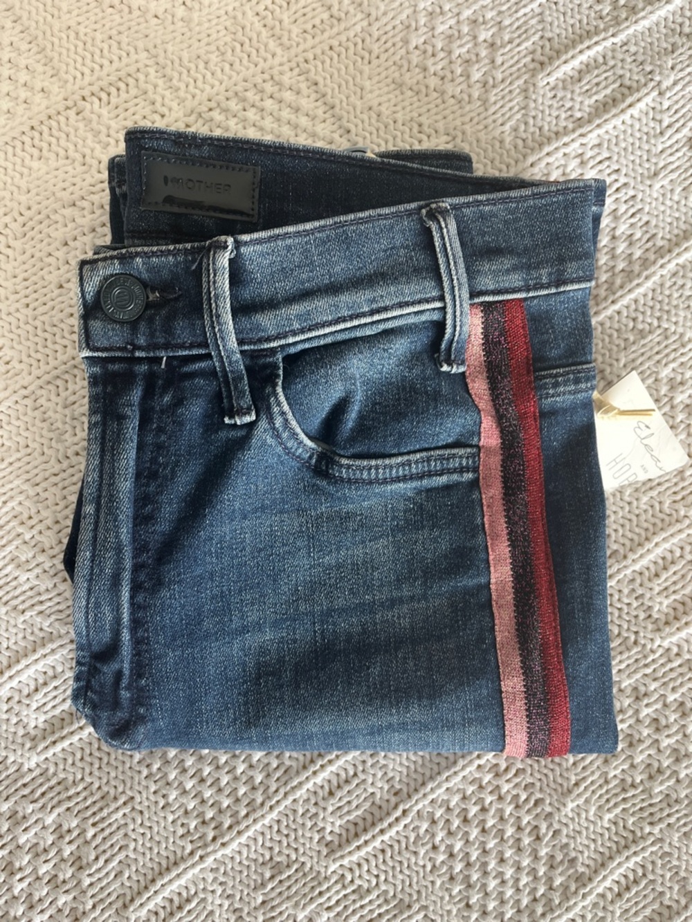 NWT MOTHER The Hustler Ankle Jeans in Here Kitty Kitty Glitter Racer Sz 28 - Picture 15 of 15